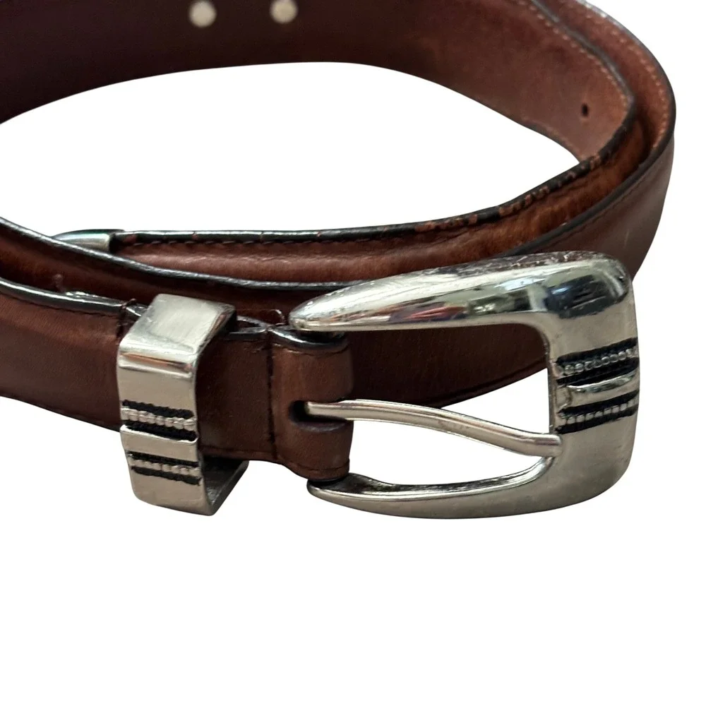 Vintage Top Grain Leather Belt Size 36‎ Brown Western Cowboy